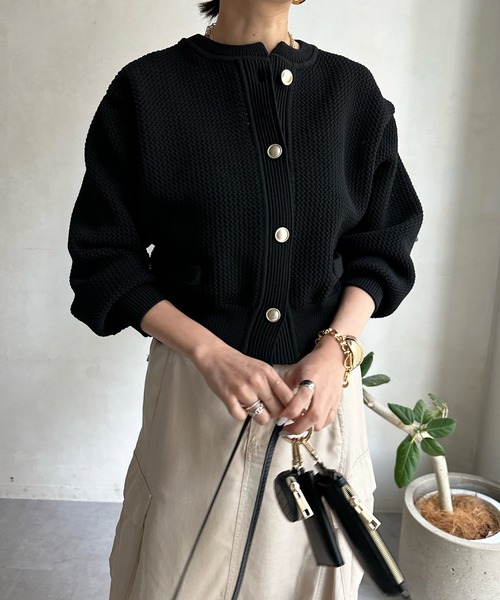DouDou（ドゥドゥ）の「カノコニットカーディガン（カーディガン/ボレロ・レディース・ブラック/オフホワイト/ホワイト系その他/ネイビー・FREE）」の22枚目の写真