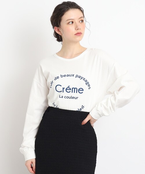 Cutie Blonde（キューティーブロンド）の「◆【着回し力◎】アソートプリント ロゴロンT（Tシャツ/カットソー・レディース・ホワイト系/ブラック/ライトグリーン/ナチュラル・01/02/03）」の2枚目の写真