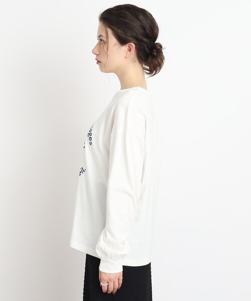 Cutie Blonde（キューティーブロンド）の「◆【着回し力◎】アソートプリント ロゴロンT（Tシャツ/カットソー・レディース・ホワイト系/ブラック/ライトグリーン/ナチュラル・01/02/03）」の6枚目の写真