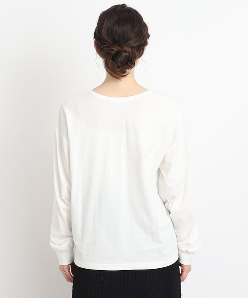 Cutie Blonde（キューティーブロンド）の「◆【着回し力◎】アソートプリント ロゴロンT（Tシャツ/カットソー・レディース・ホワイト系/ブラック/ライトグリーン/ナチュラル・01/02/03）」の7枚目の写真