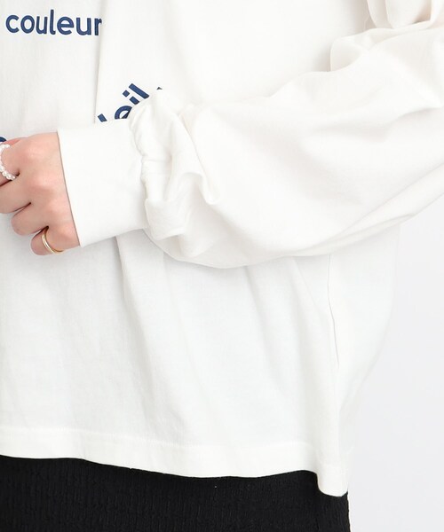 Cutie Blonde（キューティーブロンド）の「◆【着回し力◎】アソートプリント ロゴロンT（Tシャツ/カットソー・レディース・ホワイト系/ブラック/ライトグリーン/ナチュラル・01/02/03）」の9枚目の写真