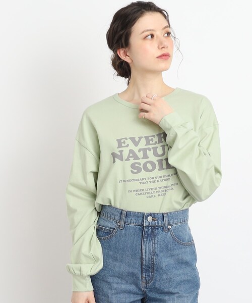 Cutie Blonde（キューティーブロンド）の「◆【着回し力◎】アソートプリント ロゴロンT（Tシャツ/カットソー・レディース・ホワイト系/ブラック/ライトグリーン/ナチュラル・01/02/03）」の18枚目の写真