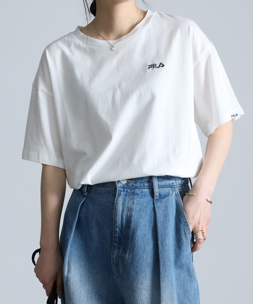 FILA（フィラ）の「＜ＦＩＬＡ/フィラ＞綿100％シンプルロゴTシャツ（Tシャツ/カットソー・レディース・イエロー/オフホワイト/ブラック・M/L/LL）」の2枚目の写真