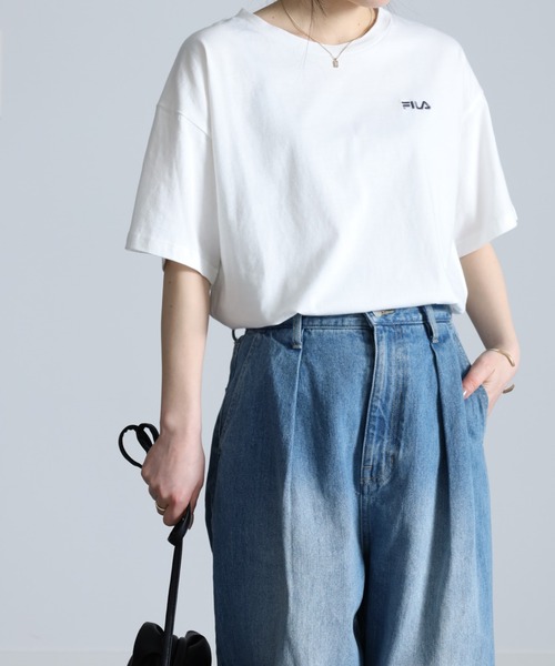 FILA（フィラ）の「＜ＦＩＬＡ/フィラ＞綿100％シンプルロゴTシャツ（Tシャツ/カットソー・レディース・イエロー/オフホワイト/ブラック・M/L/LL）」の12枚目の写真