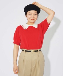 CHILD WOMAN | 強撚綿 えり付き半袖プルオーバー(ニット/セーター)