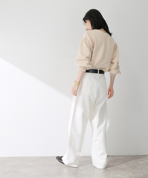 B.C STOCK(ベーセーストック)の「タックスリーブ ボーダープルオーバー(Tシャツ/カットソー・レディース・ブラック/ベージュ・FREE)」の8枚目の写真
