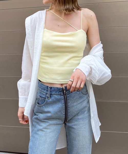 SPIRALGIRL（スパイラルガール）の「パット付きクロスストラップキャミソール（キャミソール・レディース・ホワイト/ブラック/イエロー・FREE）」の5枚目の写真