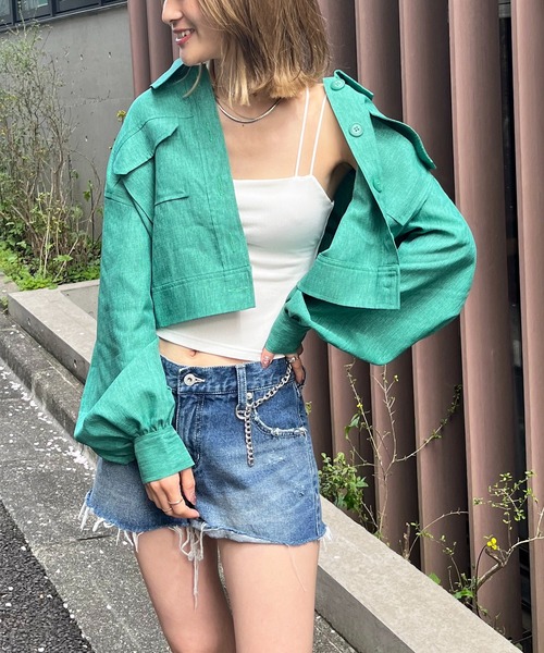 SPIRALGIRL（スパイラルガール）の「パット付きクロスストラップキャミソール（キャミソール・レディース・ホワイト/ブラック/イエロー・FREE）」の14枚目の写真