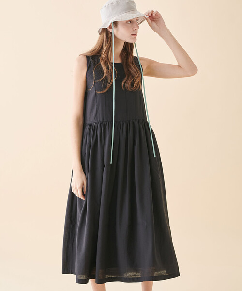 ビショップ購入　eunoia ロングワンピース　ノースリーブ　ブラック ビショップ購入 eunoia ロングワンピース ノースリーブ ブラック