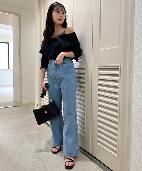 one after another NICE CLAUP（ワンアフターアナザーナイスクラップ）の「セーラーカラーオフショルテレコトップス（Tシャツ/カットソー・レディース・オフホワイト/ライトピンク/ブラック/パープル・FREE）」の11枚目の写真