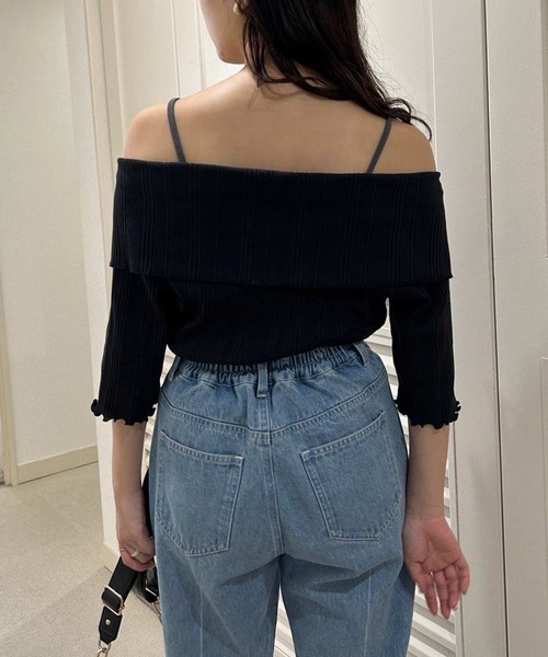 one after another NICE CLAUP（ワンアフターアナザーナイスクラップ）の「セーラーカラーオフショルテレコトップス（Tシャツ/カットソー・レディース・オフホワイト/ライトピンク/ブラック/パープル・FREE）」の14枚目の写真