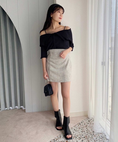 one after another NICE CLAUP（ワンアフターアナザーナイスクラップ）の「セーラーカラーオフショルテレコトップス（Tシャツ/カットソー・レディース・オフホワイト/ライトピンク/ブラック/パープル・FREE）」の15枚目の写真