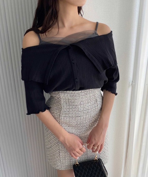 one after another NICE CLAUP（ワンアフターアナザーナイスクラップ）の「セーラーカラーオフショルテレコトップス（Tシャツ/カットソー・レディース・オフホワイト/ライトピンク/ブラック/パープル・FREE）」の16枚目の写真