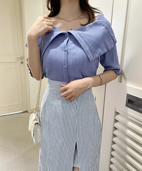 one after another NICE CLAUP（ワンアフターアナザーナイスクラップ）の「セーラーカラーオフショルテレコトップス（Tシャツ/カットソー・レディース・オフホワイト/ライトピンク/ブラック/パープル・FREE）」の19枚目の写真