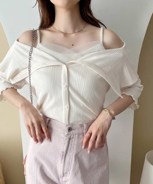 one after another NICE CLAUP（ワンアフターアナザーナイスクラップ）の「セーラーカラーオフショルテレコトップス（Tシャツ/カットソー・レディース・オフホワイト/ライトピンク/ブラック/パープル・FREE）」の8枚目の写真