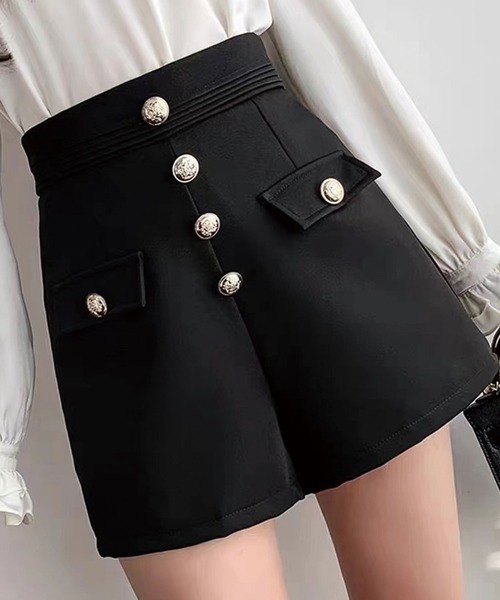 SPIGA（スピーガ）の「金釦ﾊｲｳｴｽﾄｼｮｰﾄﾊﾟﾝﾂ（その他パンツ・レディース・ブラック/ホワイト・MEDIUM/SMALL）」の2枚目の写真