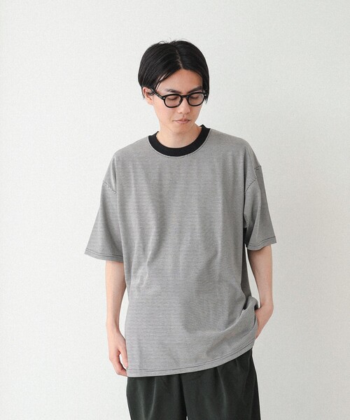 BEAMS（ビームス）の「BEAMS / マイクロ ボーダー Tシャツ（Tシャツ/カットソー・メンズ・ブルー/ブラック・L/XL/M/S）」の8枚目の写真