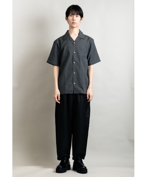 En serio TOKYO（エンソリオトーキョー）の「ポリトロ オープンカラー 半袖シャツ（シャツ/ブラウス・メンズ・ライトグレー/ベージュ/チャコールグレー/ブルー/ブラック・L/M）」の9枚目の写真