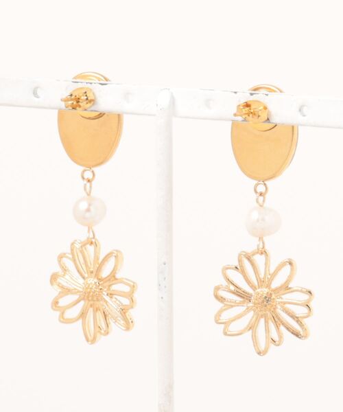 tone(トーン)の「【kapalililuna】natural stone flower (MA)(ピアス(両耳用)・レディース・ピンク/オレンジ・FREE)」の4枚目の写真