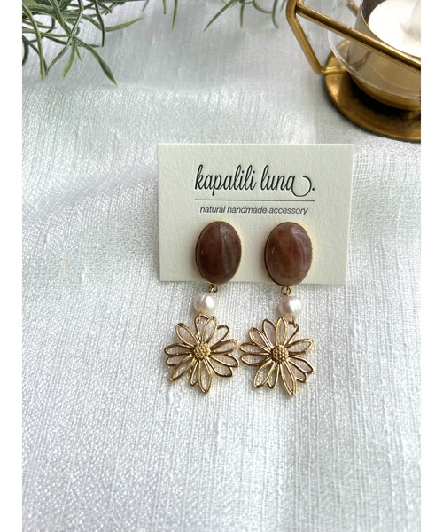 tone(トーン)の「【kapalililuna】natural stone flower (MA)(ピアス(両耳用)・レディース・ピンク/オレンジ・FREE)」の7枚目の写真