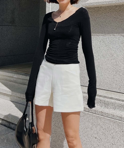 esutoreja(エストレジャ)の「シースルーデザインフリルトップス(Tシャツ/カットソー・レディース・ベージュ/ホワイト/ブルー/ブラック・FREE)」の1枚目の写真