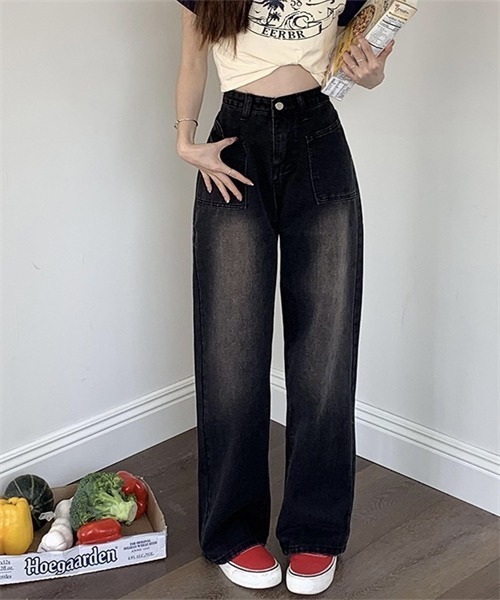 FREE STYLISTS（フリー スタイリスト）の「ヴィンテージライクワイドデニムパンツ（デニムパンツ・レディース・ネイビー/ブラック・2XL/S/M/L/XL）」の10枚目の写真