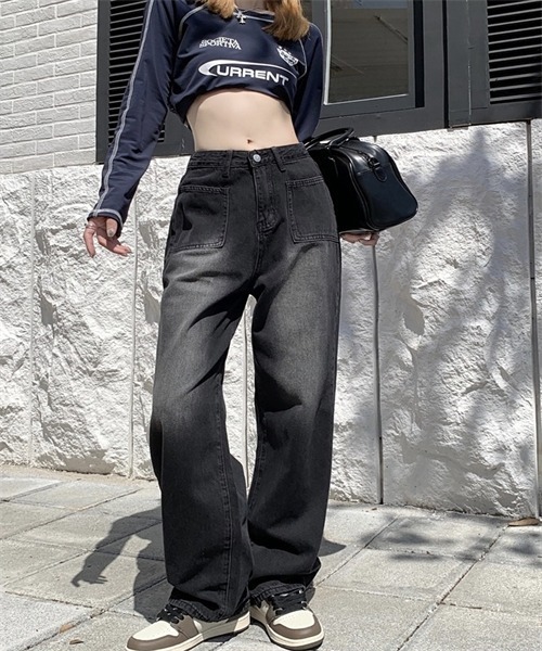 FREE STYLISTS（フリー スタイリスト）の「ヴィンテージライクワイドデニムパンツ（デニムパンツ・レディース・ネイビー/ブラック・2XL/S/M/L/XL）」の6枚目の写真