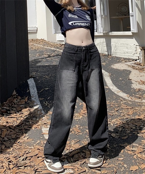FREE STYLISTS（フリー スタイリスト）の「ヴィンテージライクワイドデニムパンツ（デニムパンツ・レディース・ネイビー/ブラック・2XL/S/M/L/XL）」の7枚目の写真