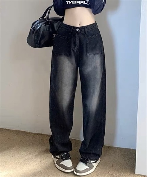 FREE STYLISTS（フリー スタイリスト）の「ヴィンテージライクワイドデニムパンツ（デニムパンツ・レディース・ネイビー/ブラック・2XL/S/M/L/XL）」の8枚目の写真