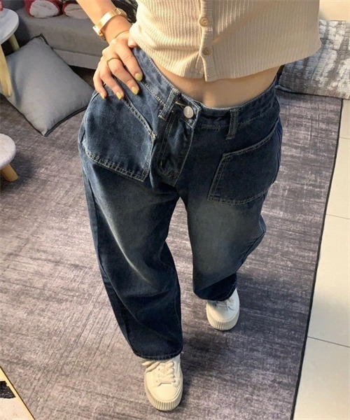 FREE STYLISTS（フリー スタイリスト）の「ヴィンテージライクワイドデニムパンツ（デニムパンツ・レディース・ネイビー/ブラック・2XL/S/M/L/XL）」の20枚目の写真