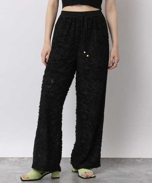 JEANASIS（ジーナシス）の「シアーフリンジジャガードパンツ【SET UP対応】/905694（その他パンツ・レディース・ライトベージュ/ブラック/オフホワイト・FREE）」の6枚目の写真