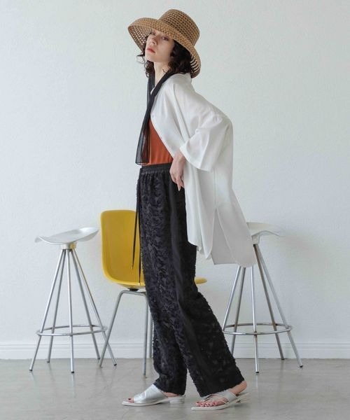 JEANASIS（ジーナシス）の「シアーフリンジジャガードパンツ【SET UP対応】/905694（その他パンツ・レディース・ライトベージュ/ブラック/オフホワイト・FREE）」の21枚目の写真