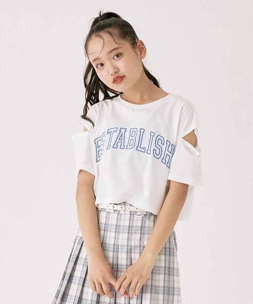LOVETOXIC(ラブトキシック)の「【LTXC】接触冷感 肩開短丈TインナーSET(Tシャツ/カットソー・キッズ・ブラック/オフホワイト/ホワイト/サックスブルー・L/SS/M/S)」の2枚目の写真