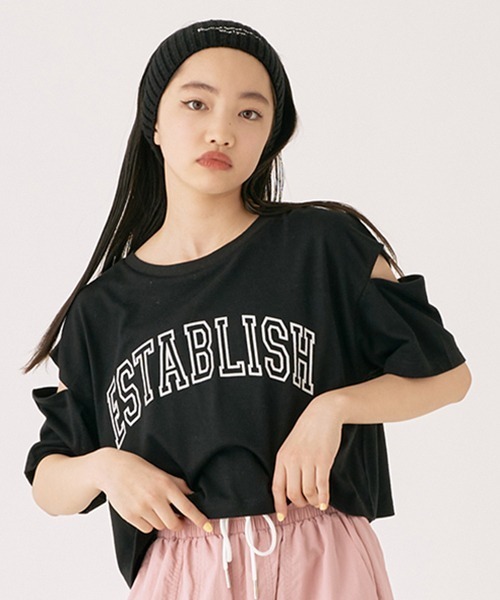 LOVETOXIC(ラブトキシック)の「【LTXC】接触冷感 肩開短丈TインナーSET(Tシャツ/カットソー・キッズ・ブラック/オフホワイト/ホワイト/サックスブルー・L/SS/M/S)」の3枚目の写真