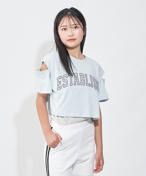 LOVETOXIC(ラブトキシック)の「【LTXC】接触冷感 肩開短丈TインナーSET(Tシャツ/カットソー・キッズ・ブラック/オフホワイト/ホワイト/サックスブルー・L/SS/M/S)」の6枚目の写真