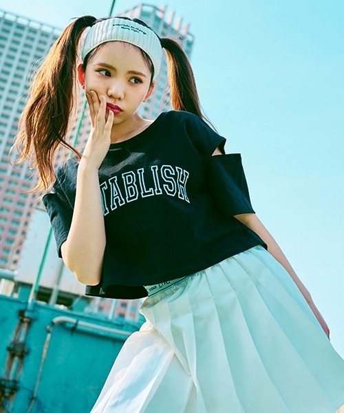 LOVETOXIC(ラブトキシック)の「【LTXC】接触冷感 肩開短丈TインナーSET(Tシャツ/カットソー・キッズ・ブラック/オフホワイト/ホワイト/サックスブルー・L/SS/M/S)」の22枚目の写真