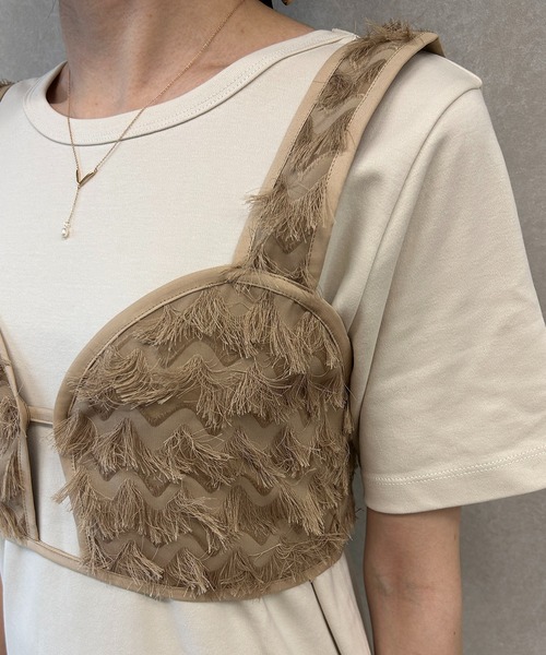 CAPRICIEUX LE'MAGE（カプリシューレマージュ）の「【サイズ展開あり】【セットアイテム】ビスチェSETワンピース（ワンピース・レディース・ブラック/ホワイト系その他・FREE/S）」の9枚目の写真