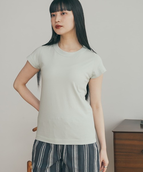 FORK&SPOON（フォークアンドスプーン）の「FORK&SPOON　コンパクトTシャツ（Tシャツ/カットソー・レディース・ブラック/ブラウン系その他/ミント/オフホワイト・1）」の4枚目の写真