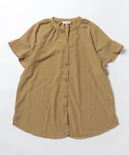 m.f.editorial（エムエフエディトリアル）の「m.f.エディトリアル レディース 前開き 袖フレアーブラウス（シャツ/ブラウス・レディース・イエロー系その他/ボルドー・MEDIUM/LARGE）」の4枚目の写真