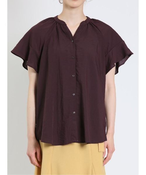 m.f.editorial（エムエフエディトリアル）の「m.f.エディトリアル レディース 前開き 袖フレアーブラウス（シャツ/ブラウス・レディース・イエロー系その他/ボルドー・MEDIUM/LARGE）」の10枚目の写真