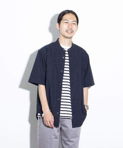 GLOSTER（グロスター）の「【GLOSTER/グロスター】EVALET バンドカラーシャツ 日本製（シャツ/ブラウス・メンズ・オリーブ/ライトブルー/キナリ/ネイビー・M/L/S）」の4枚目の写真