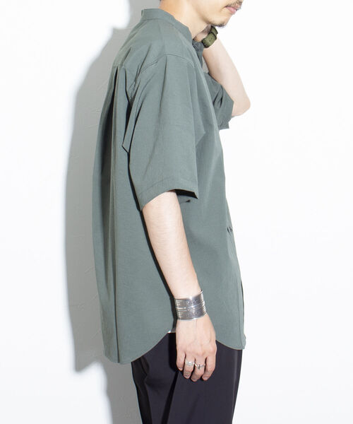 GLOSTER（グロスター）の「【GLOSTER/グロスター】EVALET バンドカラーシャツ 日本製（シャツ/ブラウス・メンズ・オリーブ/ライトブルー/キナリ/ネイビー・M/L/S）」の7枚目の写真