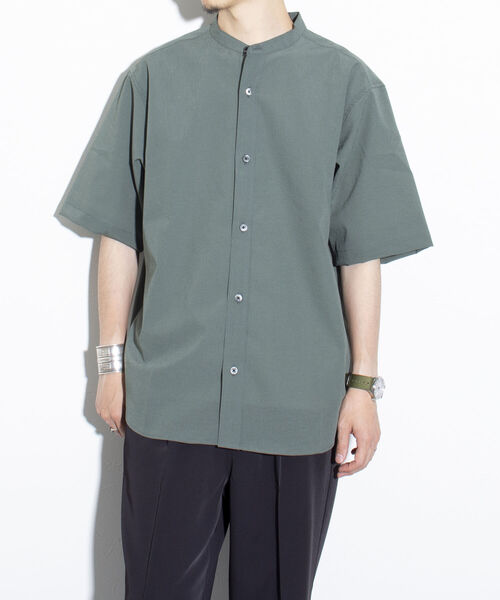 GLOSTER（グロスター）の「【GLOSTER/グロスター】EVALET バンドカラーシャツ 日本製（シャツ/ブラウス・メンズ・オリーブ/ライトブルー/キナリ/ネイビー・M/L/S）」の8枚目の写真