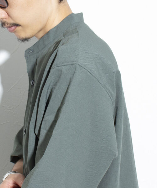 GLOSTER（グロスター）の「【GLOSTER/グロスター】EVALET バンドカラーシャツ 日本製（シャツ/ブラウス・メンズ・オリーブ/ライトブルー/キナリ/ネイビー・M/L/S）」の10枚目の写真