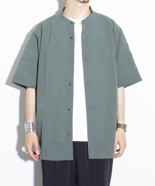 GLOSTER（グロスター）の「【GLOSTER/グロスター】EVALET バンドカラーシャツ 日本製（シャツ/ブラウス・メンズ・オリーブ/ライトブルー/キナリ/ネイビー・M/L/S）」の15枚目の写真