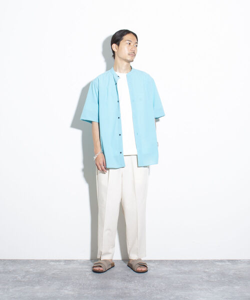 GLOSTER（グロスター）の「【GLOSTER/グロスター】EVALET バンドカラーシャツ 日本製（シャツ/ブラウス・メンズ・オリーブ/ライトブルー/キナリ/ネイビー・M/L/S）」の18枚目の写真