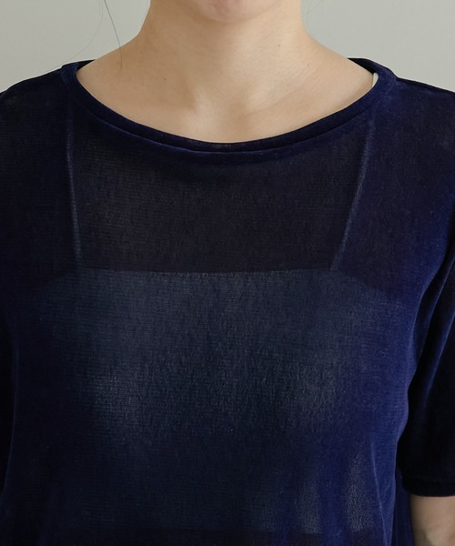 COLLAGE GALLARDAGALANTE（コラージュガリャルダガランテ）の「シアーフロッキーTシャツ（Tシャツ/カットソー・レディース・ネイビー/オリーブ・FREE）」の15枚目の写真