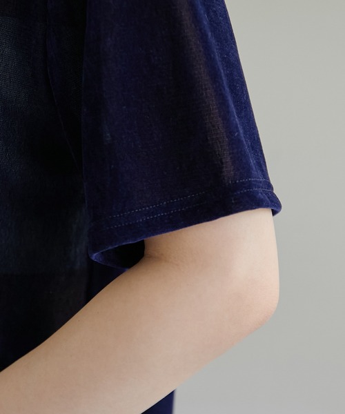 COLLAGE GALLARDAGALANTE（コラージュガリャルダガランテ）の「シアーフロッキーTシャツ（Tシャツ/カットソー・レディース・ネイビー/オリーブ・FREE）」の16枚目の写真