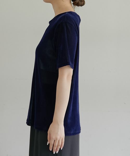 COLLAGE GALLARDAGALANTE（コラージュガリャルダガランテ）の「シアーフロッキーTシャツ（Tシャツ/カットソー・レディース・ネイビー/オリーブ・FREE）」の12枚目の写真