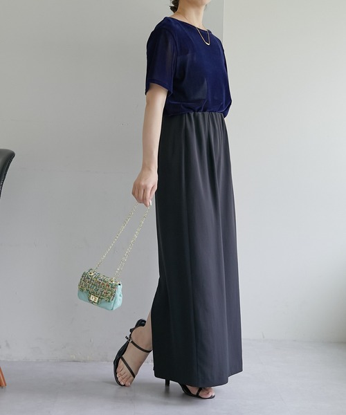 COLLAGE GALLARDAGALANTE（コラージュガリャルダガランテ）の「シアーフロッキーTシャツ（Tシャツ/カットソー・レディース・ネイビー/オリーブ・FREE）」の8枚目の写真